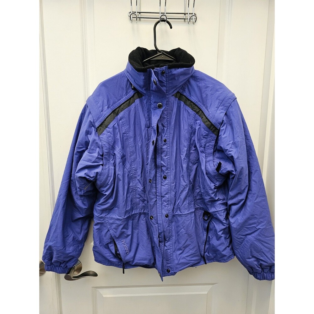 Roffe Ski Jacket Violet Blue Size 10 Thermolite Button Closure Zip Up